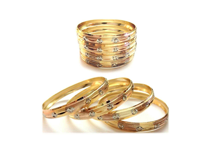 Three Tone Plated | Diamond Cut Bangles